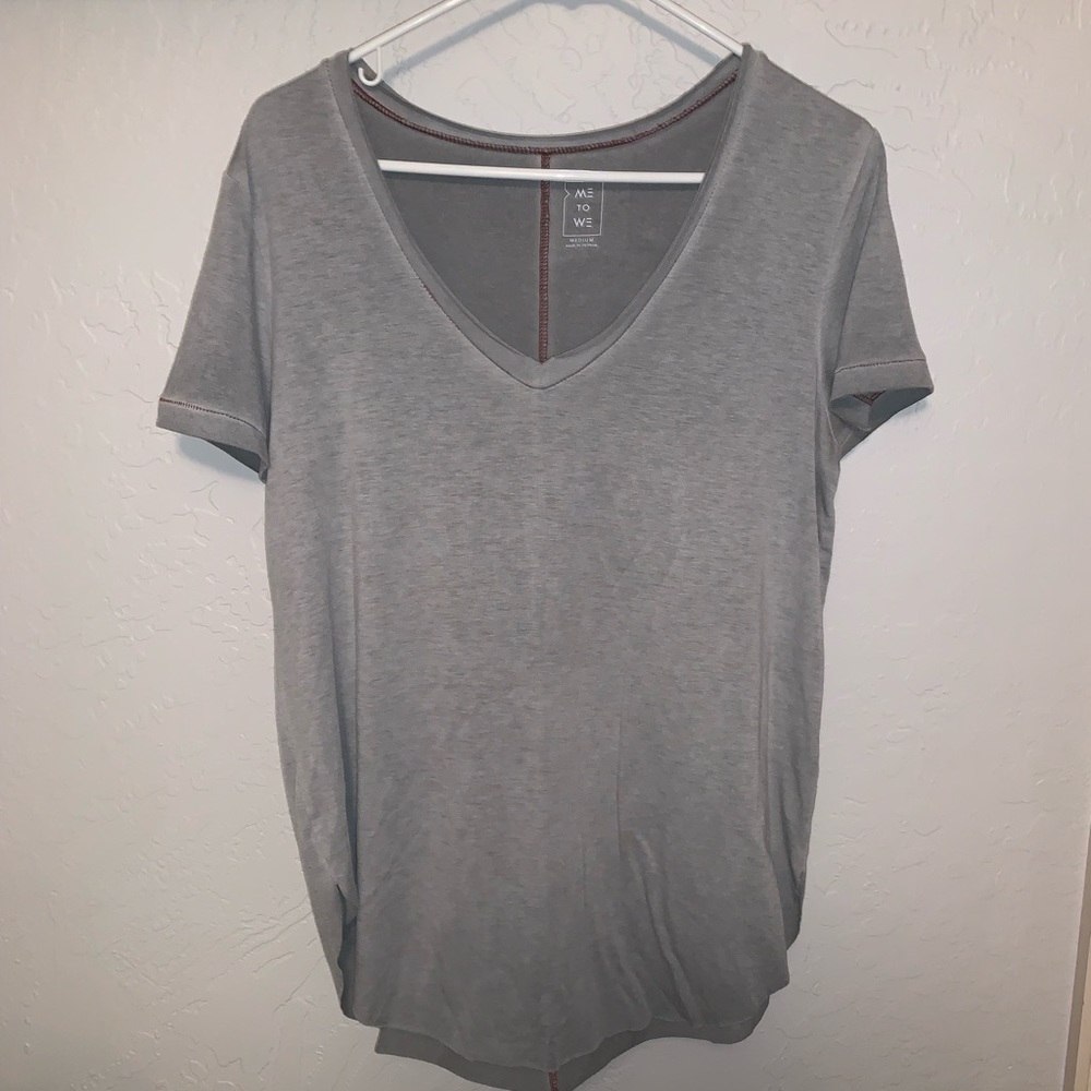 Me To We Grey V Neck Tee